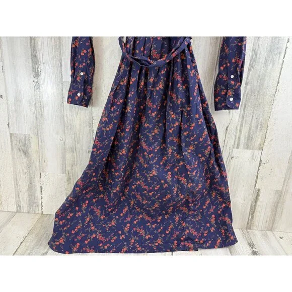 Ann Mashburn Sz XS Classic Shirtwaist Dress Liberty London Elizabeth Navy Floral - Picture 14 of 16